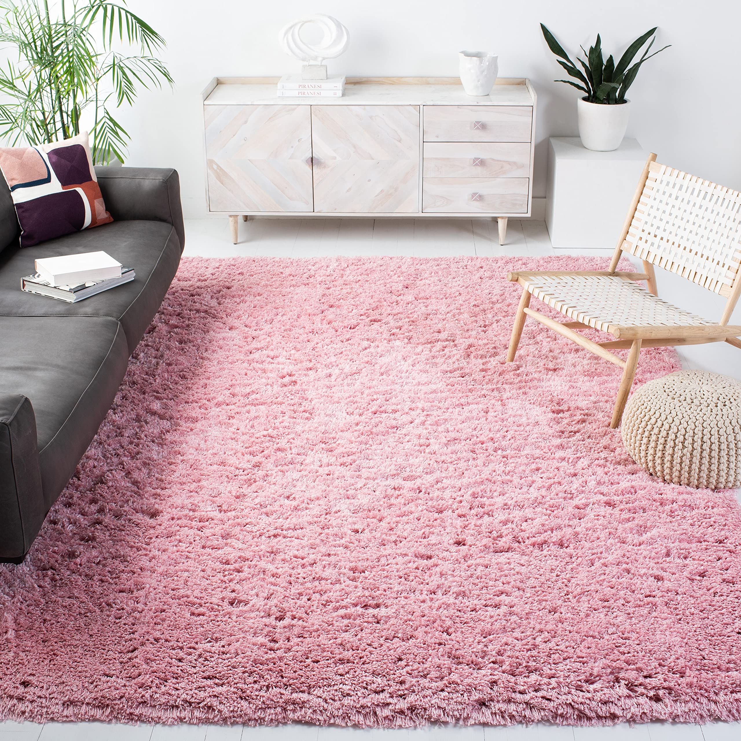 Safavieh Polar Shag Collection 4' cuadrado rosa claro PSG800P alfombra de área extra gruesa de 3 pulgadas