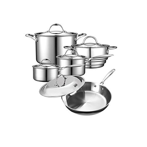 Cooks Standard Juego de utensilios de cocina de acero inoxidable con revestimiento multicapa de 10 piezas