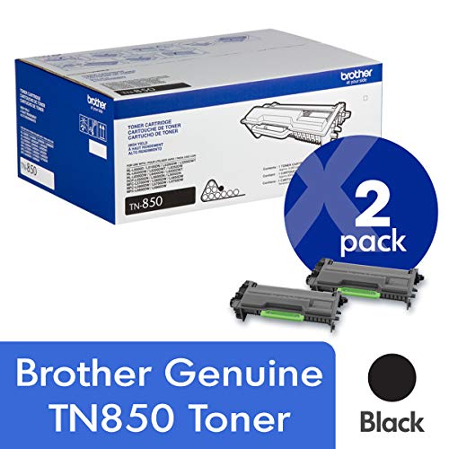 Brother Cartucho de tóner negro de alto rendimiento original TN850 de 2 paquetes con aproximadamente 8.000 páginas de rendimiento / cartucho