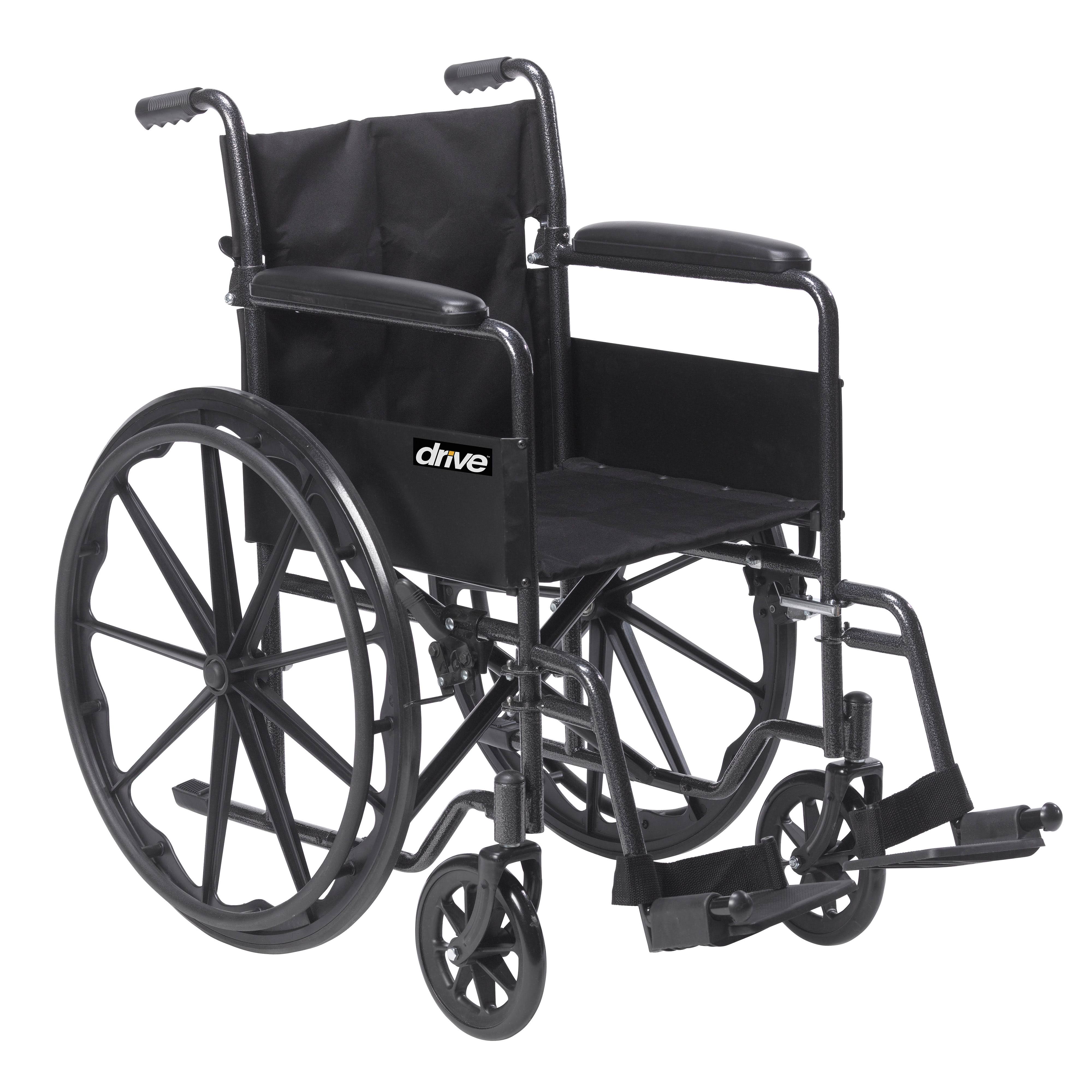 Drive Medical Silla de ruedas Silver Sport 1 con brazos completos y reposapiés extraíble abatible