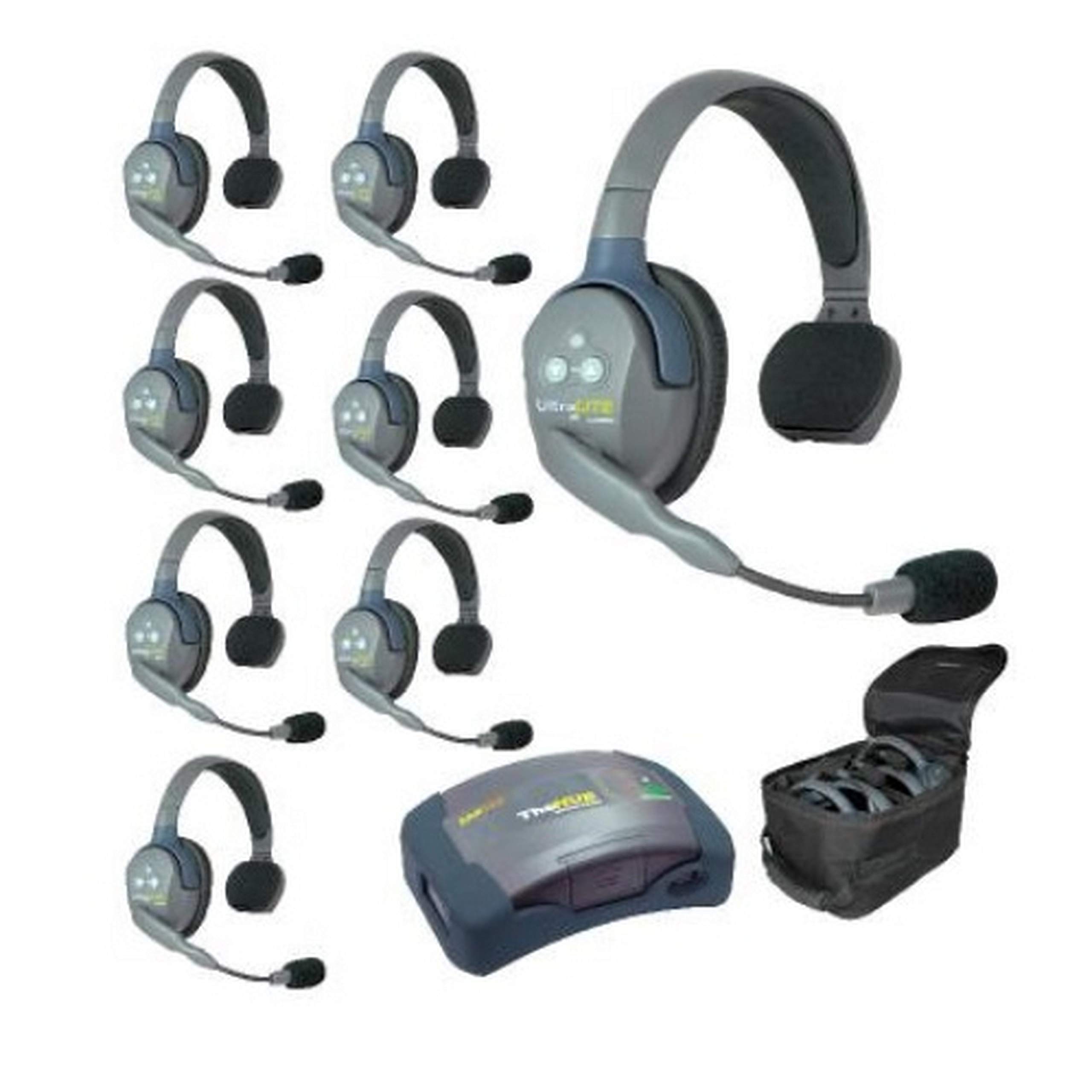 EARTEC HUB8S HUB w/UltraLITE - Full Duplex wireless headset intercom system for larger crews - 1 HUB, 8 UltraLITE Single