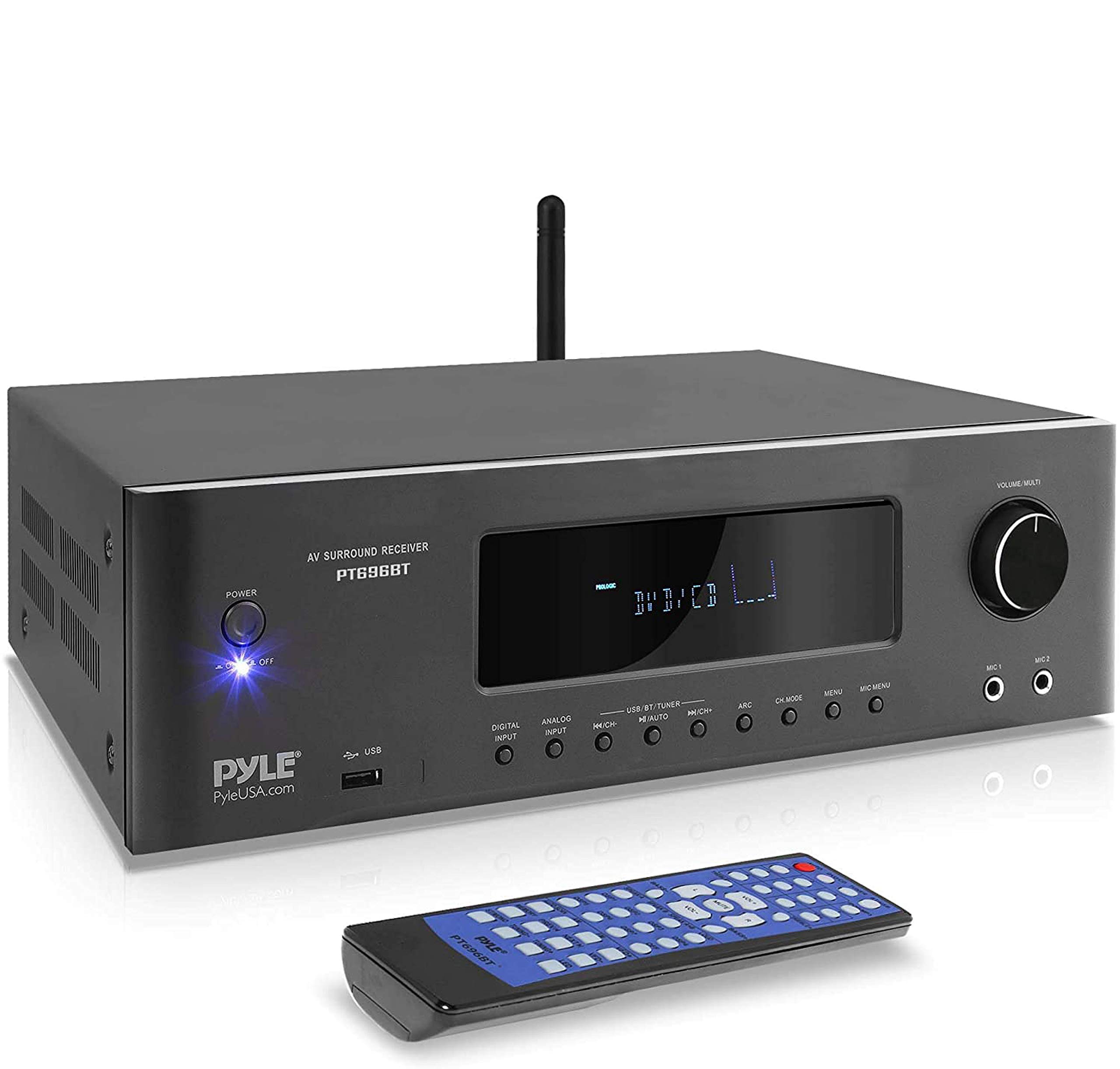 Pyle Receptor/amplificador de audio estéreo de cine en casa Bluetooth