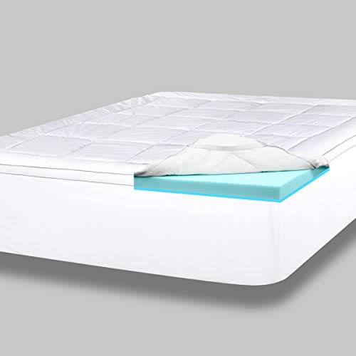 ViscoSoft Cubrecolchón de espuma viscoelástica de gel con parte superior acolchada de 4 pulgadas King | Cojín de colchón Serene de doble capa