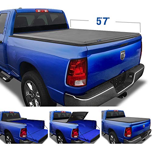 Tyger Auto T3 - Cobertor para cama de camión de tres pliegues suave compatible con Dodge Ram 1500 2009-2018 | Solo clásico 2019-2021 | Cama Fleetside de 5'7' (67') | sin RamBox | TG-BC3D1015
