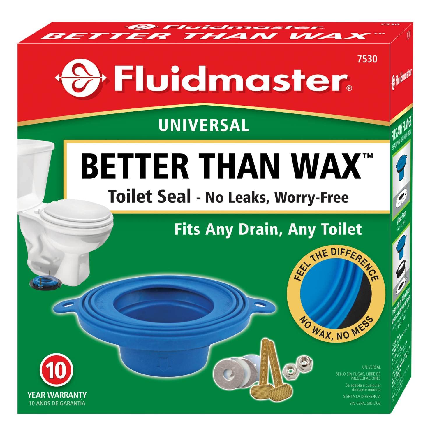 Fluidmaster 7530P8 Mejor que la junta de la taza del inodoro sin cera