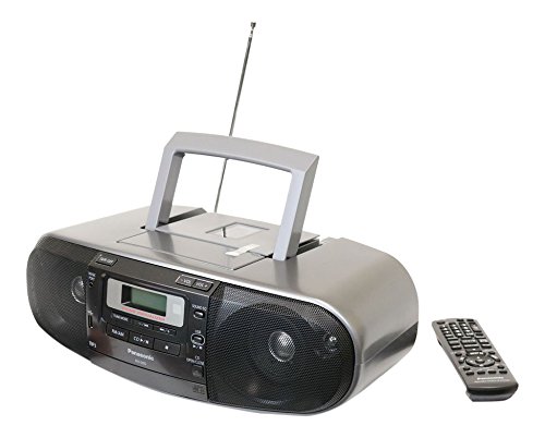 Panasonic RX-D55GC-K Boombox Grabadora de casete de radio AM / FM de MP3 CD de alta potencia con puerto USB y música Sonido de alta calidad con 4 altavoces de 2 vías (negro)