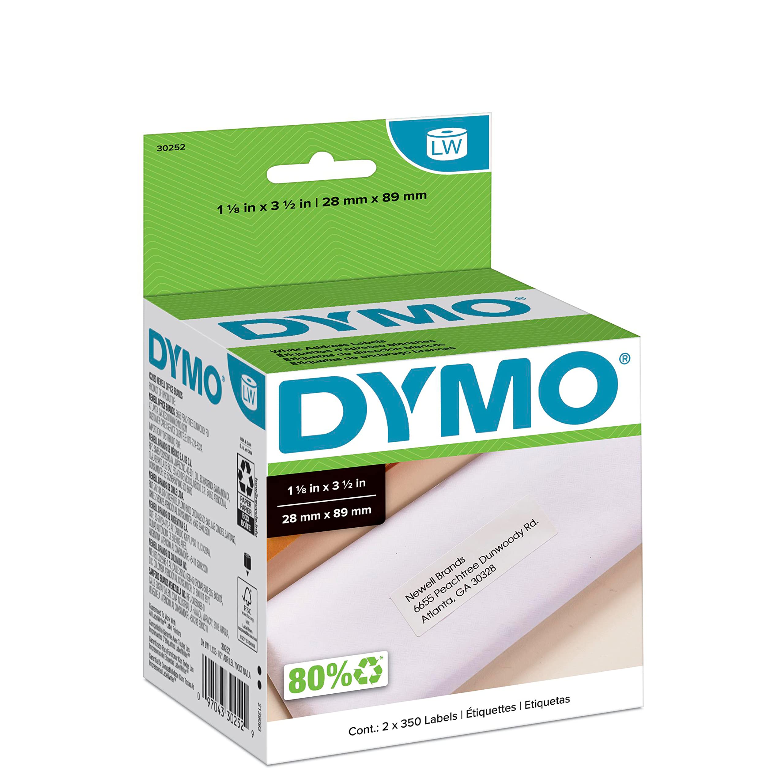 DYMO Etiquetas de dirección postal LW auténticas para impresoras de etiquetas LabelWriter
