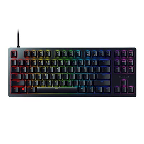  Razer Huntsman Tournament Edition TKL Teclado para juegos sin llave: los interruptores de teclado más rápidos de la historia - Interruptores ópticos lineales - Iluminación Chroma RGB - Teclas PBT...