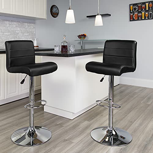 Flash Furniture Taburete de bar contemporáneo de altura ajustable con base cromada
