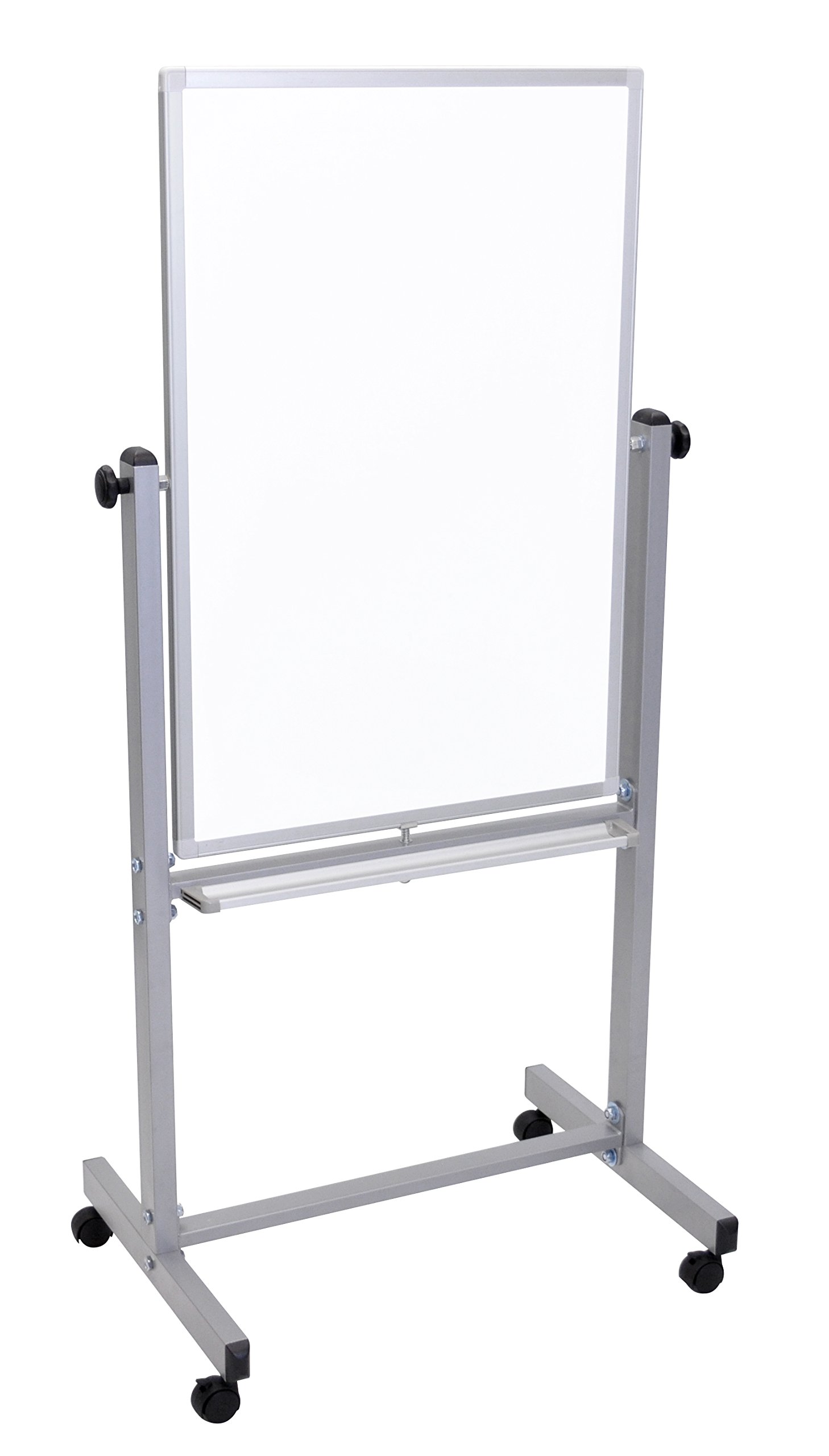 LUXOR Pizarra blanca magnética móvil de borrado en seco de doble cara con marco y soporte de aluminio