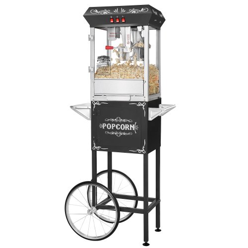 Great Northern Popcorn Company Negro de 8 onzas. Máquina y carrito de palomitas de maíz estilo vintage de Ounce Foundation