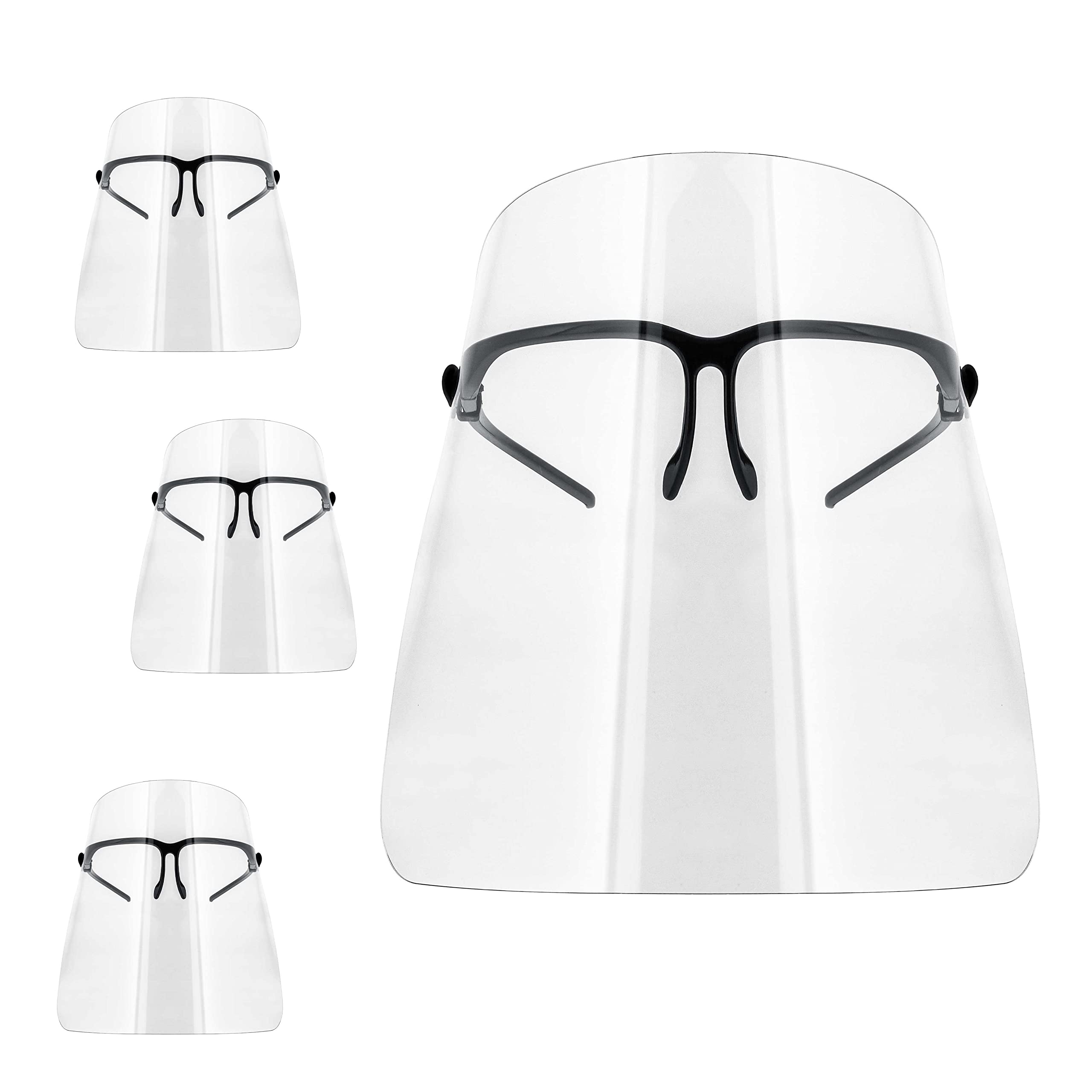 TCP Global Salon World Safety Face Shields con marcos de anteojos (paquete de 10) - Protectores faciales completos ultra transparentes