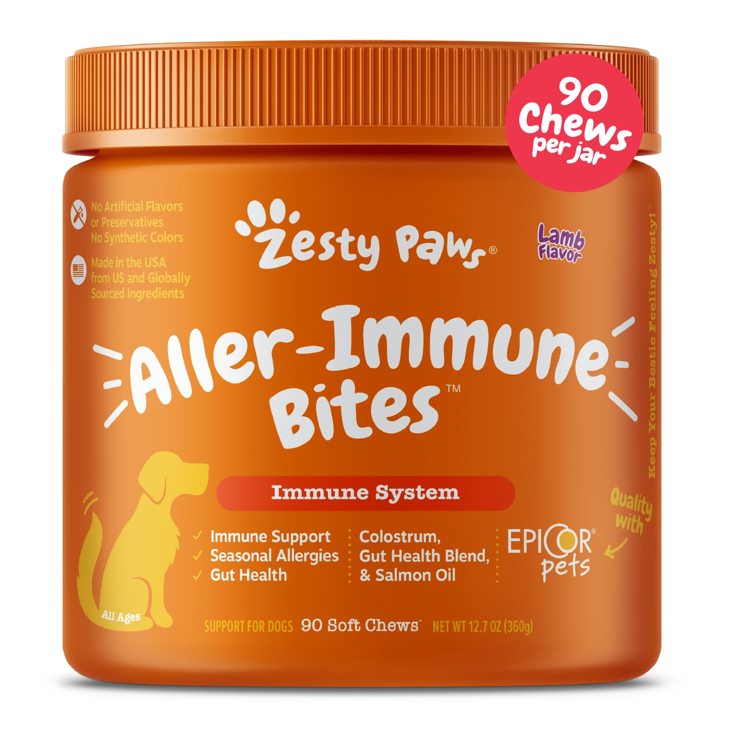  Zesty Paws Alivio de las alergias en perros - Suplemento antipicazón - Probióticos omega 3 para perros - Salud digestiva con aceite de salmón - Masticables suaves para la piel y alergias estacionales...