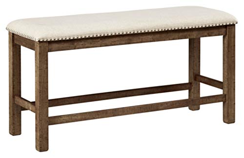 Ashley Furniture Signature Design - Banco de comedor Moriville con altura de mostrador - Marrón grisáceo