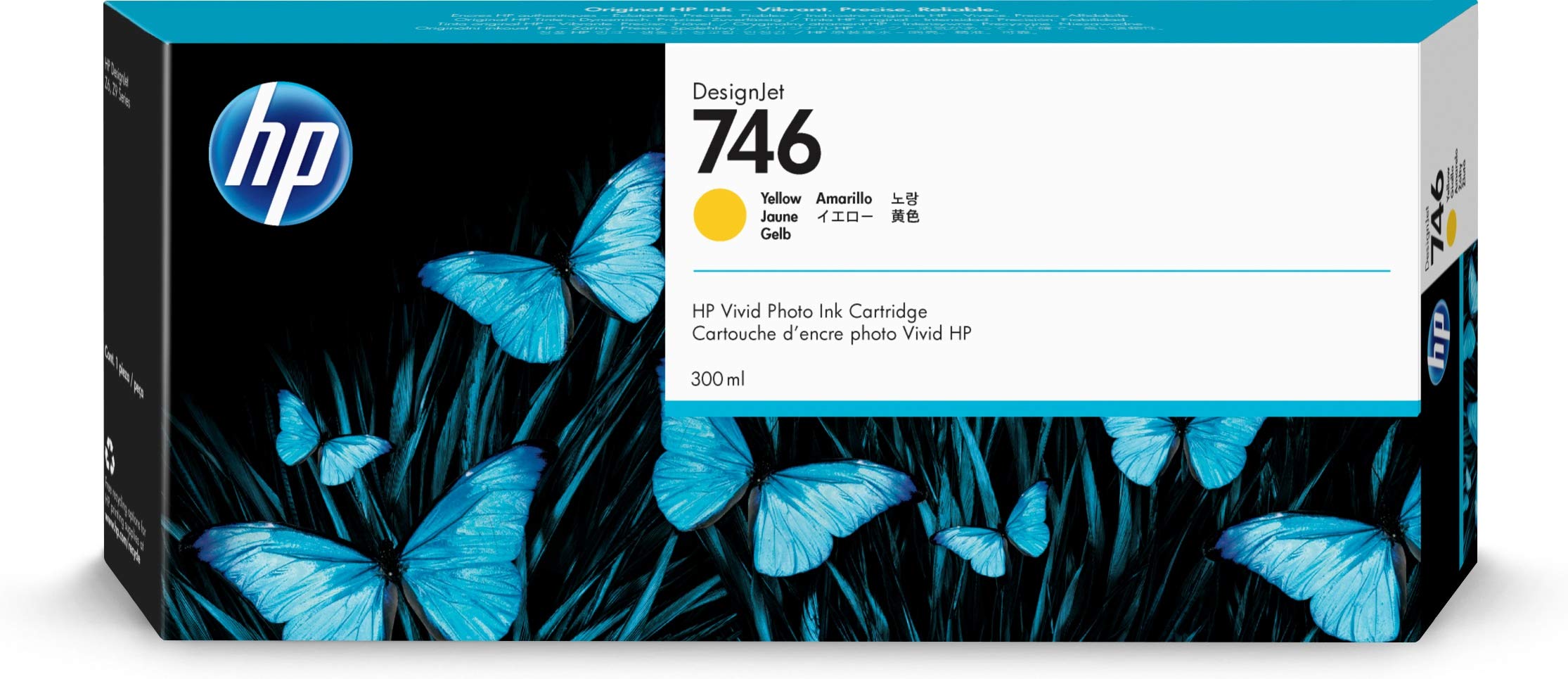 HP Cartucho de tinta original amarillo 746 de 300 ml (P2V79A) para impresoras de gran formato DesignJet Z6 y Z9+