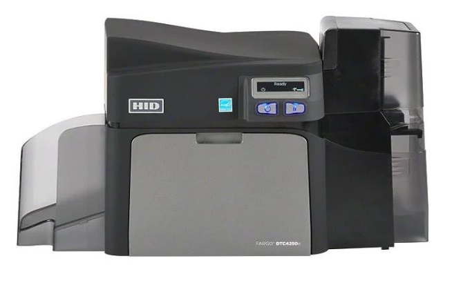 Fargo Impresora de tarjetas de identificación de resina térmica/sublimación de tinta a color DTC 4250e - Dúplex