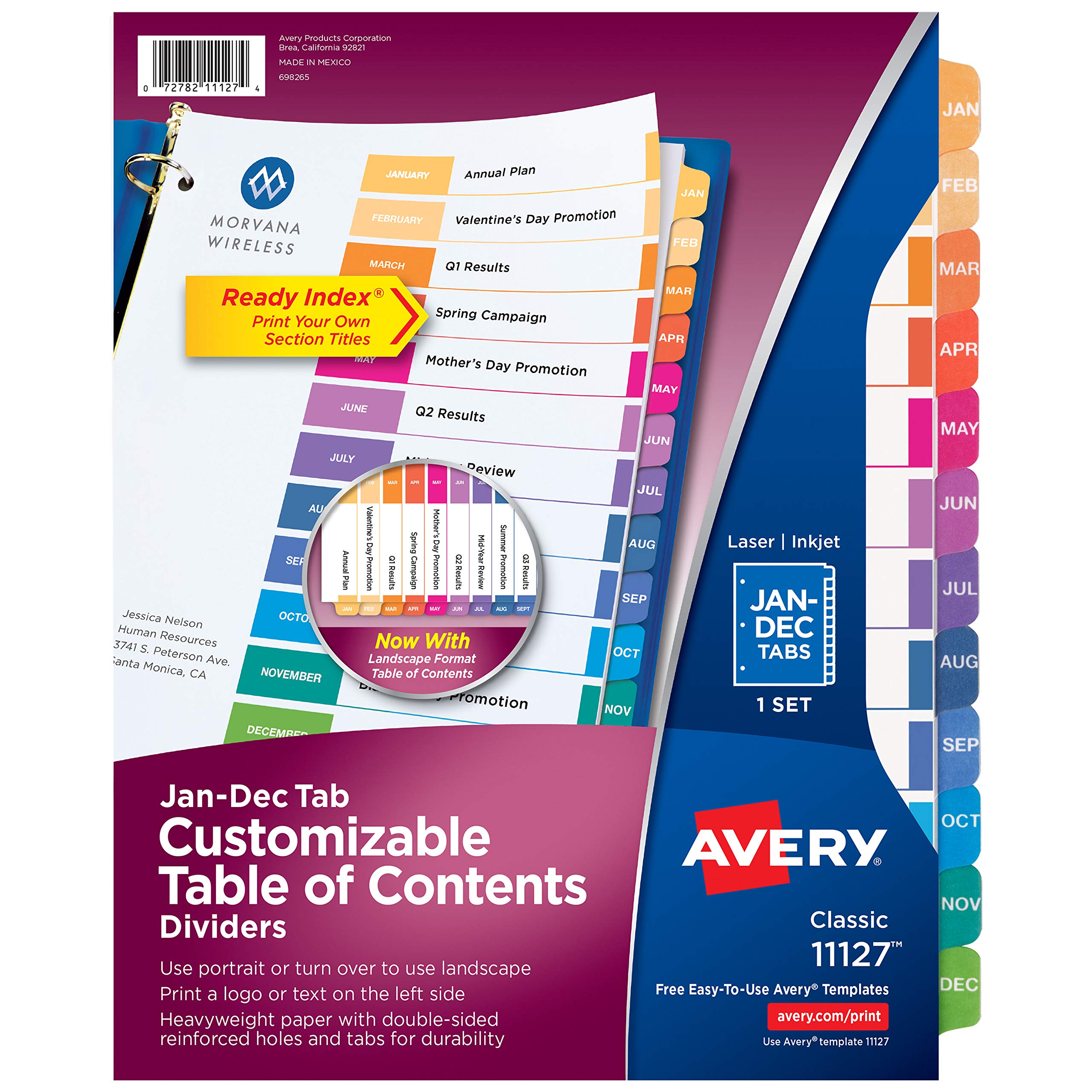 Avery Separadores para carpetas de 3 anillas Mesa personalizable Multicolor 31