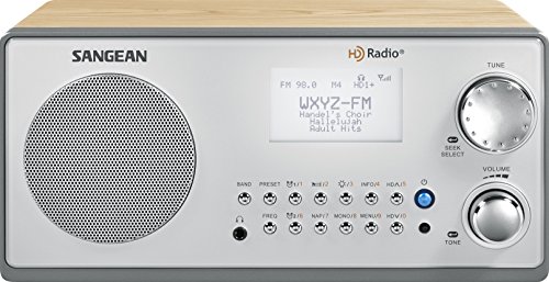 Sangean HDR-18 HD Radio/FM-Stereo/AM Gabinete de madera Radio de mesa plateado