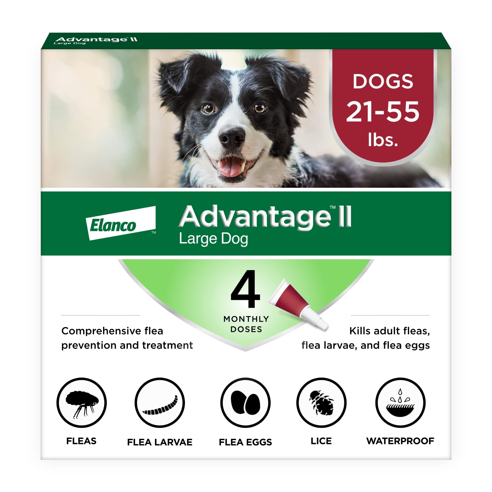 Advantage II Prevención y tratamiento de pulgas para perros grandes (21-55 libras)
