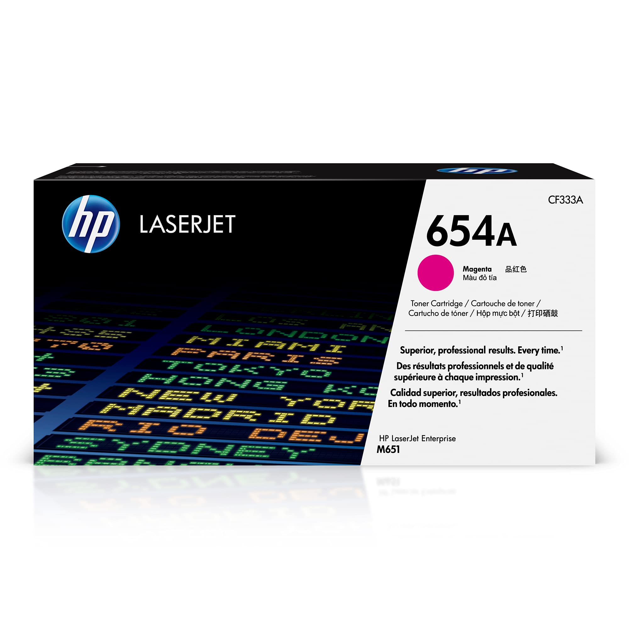 HP Cartucho de tóner magenta original 654A | Funciona con la serie Color LaserJet Enterprise M651 | CF333A
