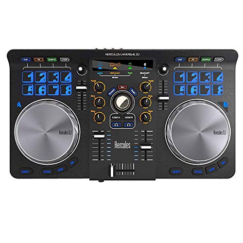 Hercules DJ Hércules Universal DJ | Controlador de DJ Bluetooth + USB con integración inalámbrica de tableta y teléfono inteligente con software de DJ completo DJUCED incluido