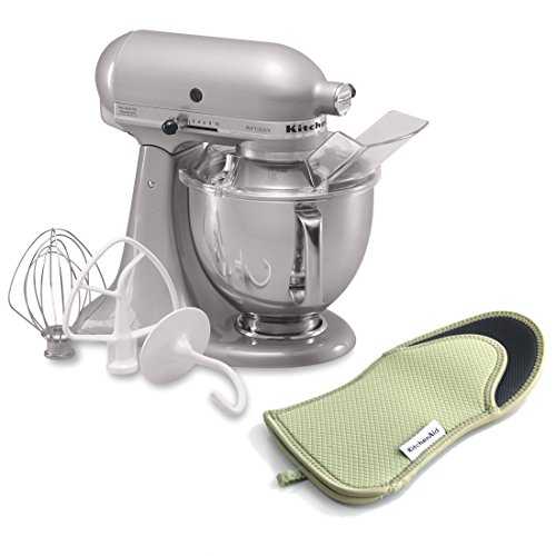 KitchenAid KSM150PSMC Serie Artisan 5-Qt. Batidora de pie con escudo vertedor - Cromo metálico