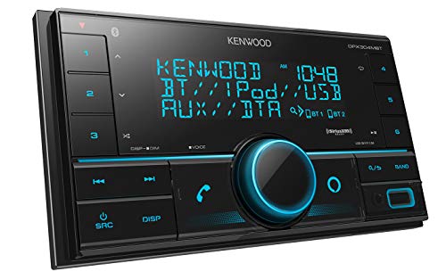 KENWOOD DPX304MBT Receptor de medios digitales doble DIN en el tablero con Bluetooth (no reproduce CD) | Receptor estéreo para coche sin mecanismo | Listo para Amazon Alexa - Negro