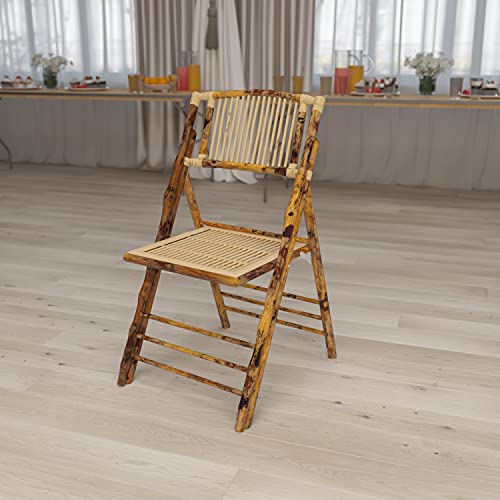 Flash Furniture Paquete de 4 sillas plegables de bambú American Champion