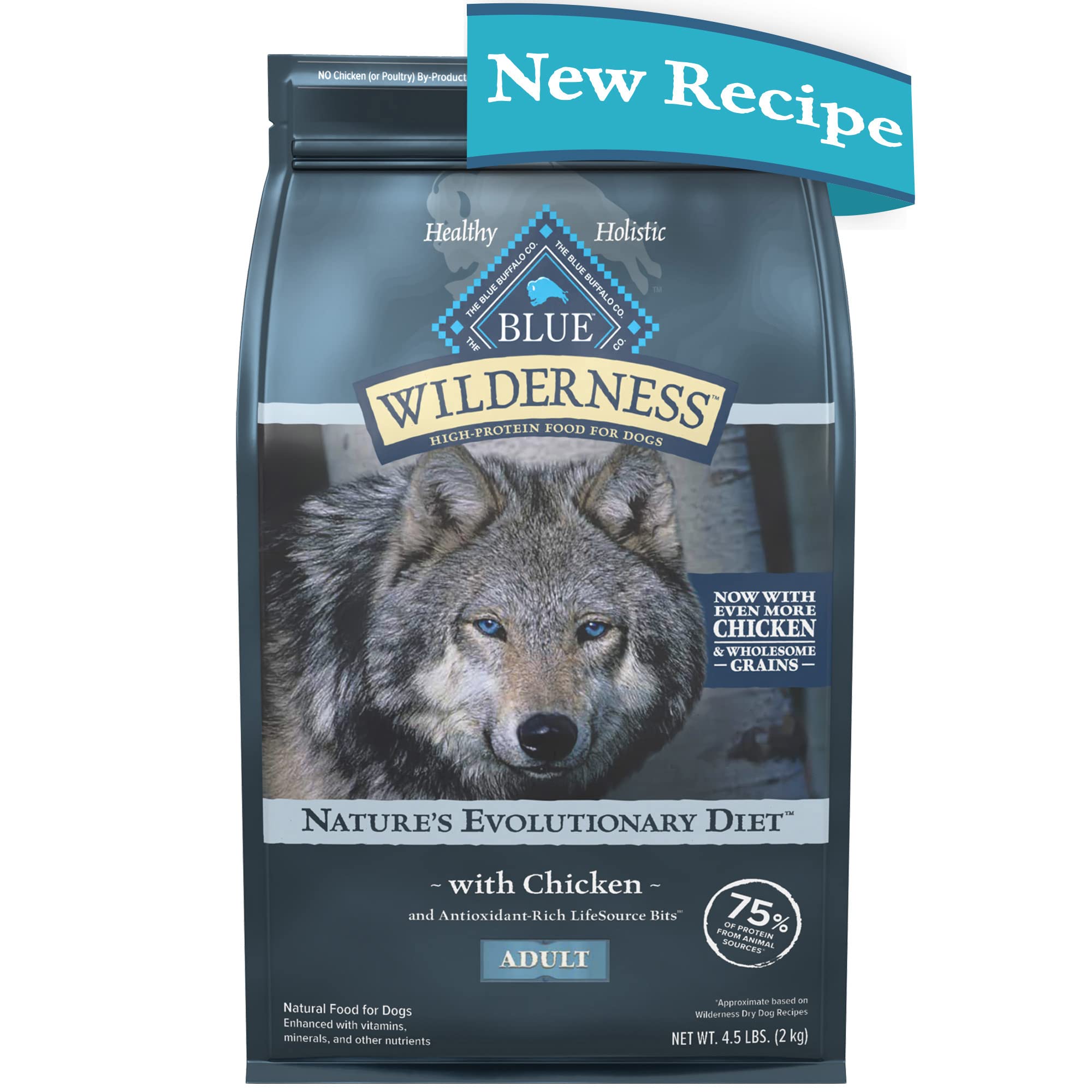 Blue Buffalo Wilderness Alimento seco natural para perros adultos con alto contenido de proteínas y cereales saludables