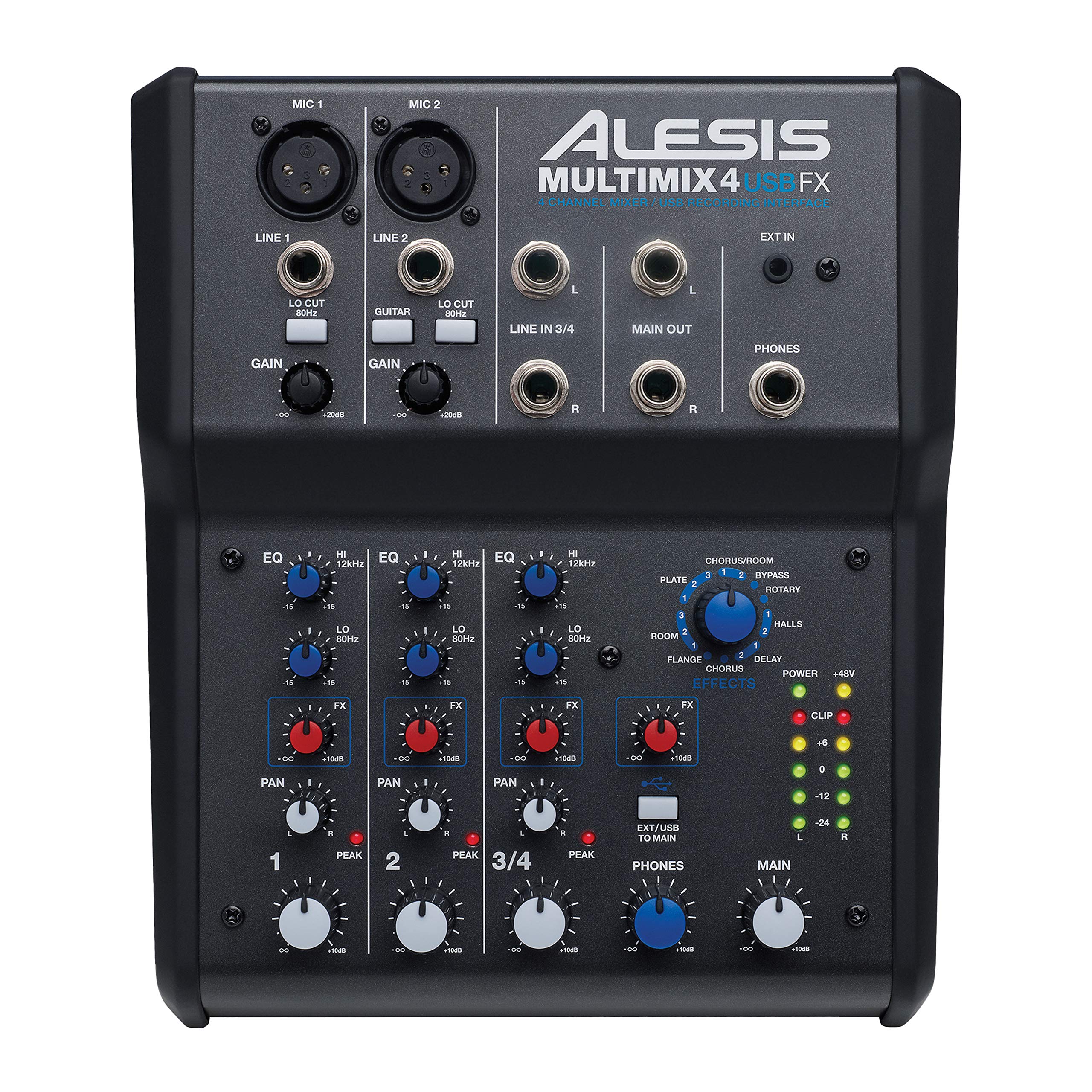 Alesis Efectos USB MultiMix | Mezclador de canales con efectos e interfaz de audio USB
