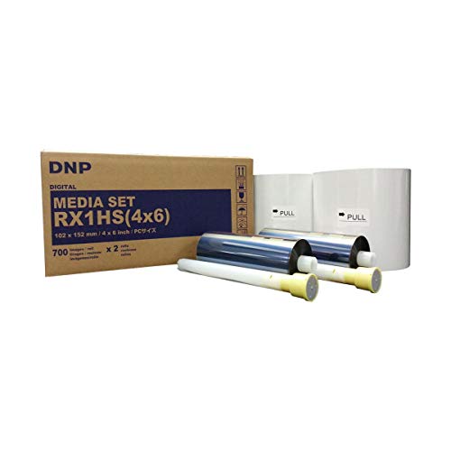 DNP Medios de impresión de 4x6' para impresora de sublimación de tinta DS-RX1HS; 700 impresiones por rollo; 2 rollos por caja (1400 impresiones totales).