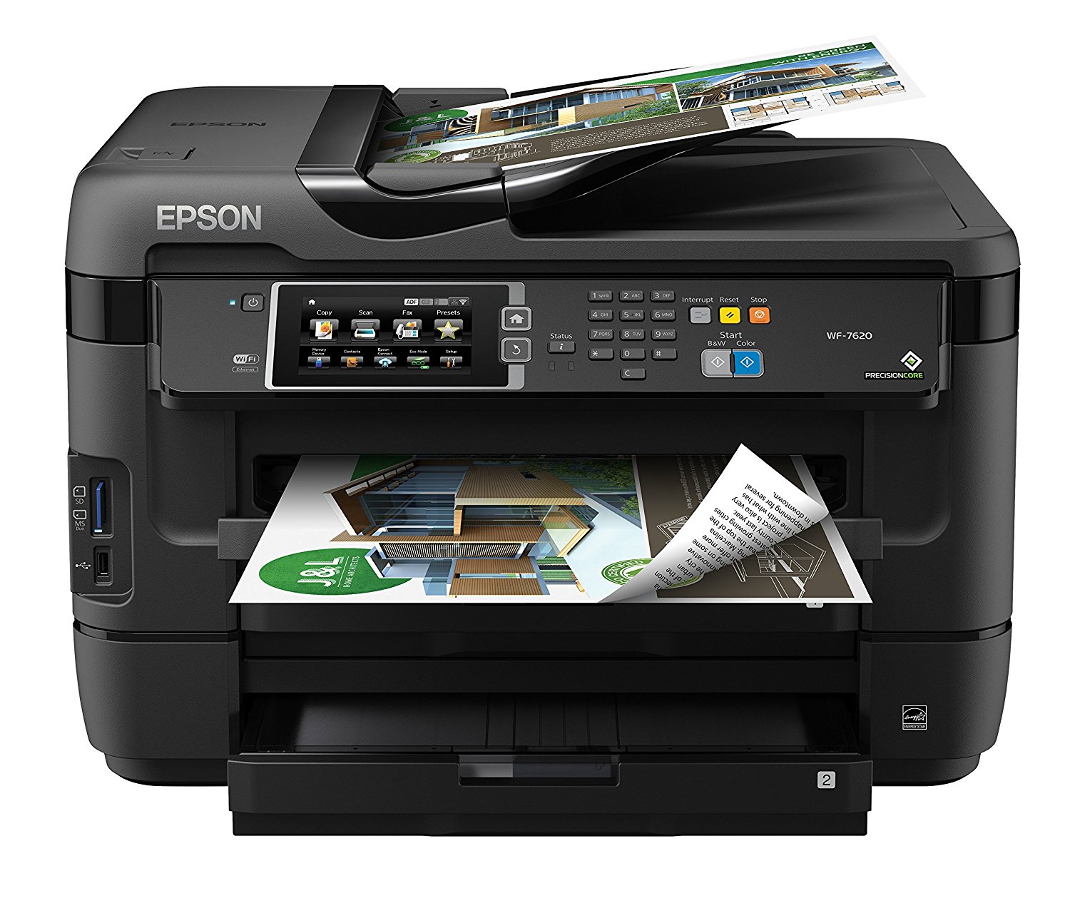 Epson Impresora de inyección de tinta multifunción en color inalámbrica WorkForce WF-7620 con escáner y fotocopiadora